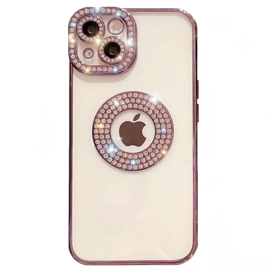 iPhone 15 Plus Clear Case Diamond with Camera Protection Rose Gold